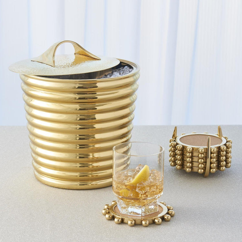 Global Views Brass Starburst Crown Coasters