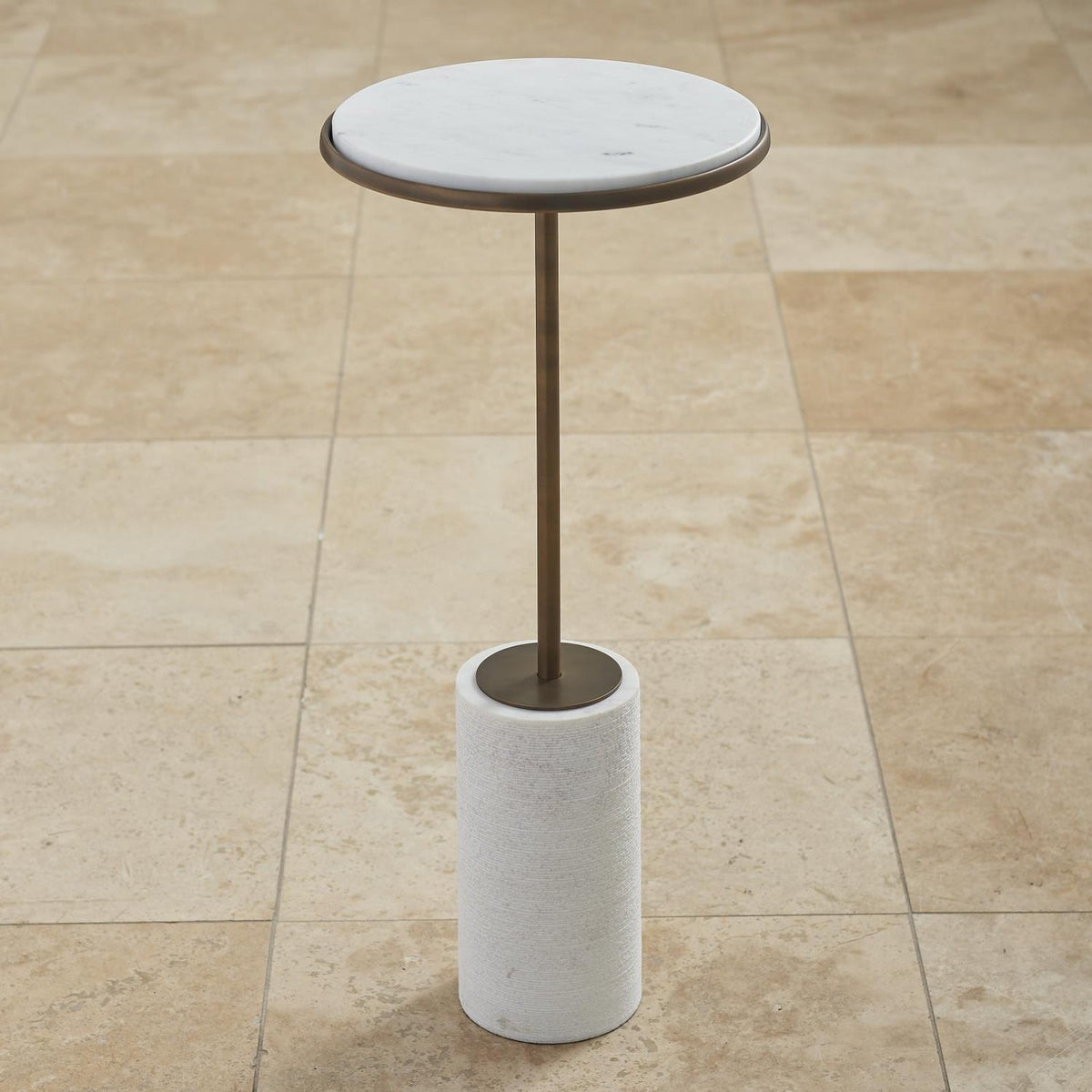 Global Views Bronze Cored Marble Table