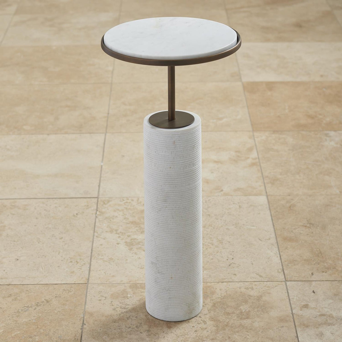 Global Views Bronze Cored Marble Table