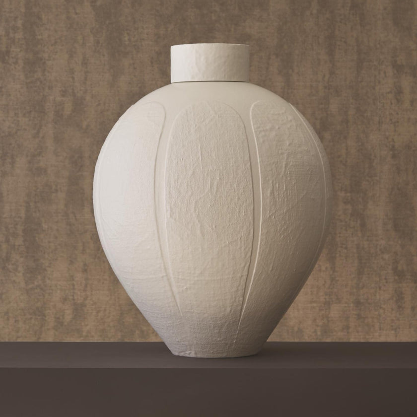 Global Views Soft White Linen Jar