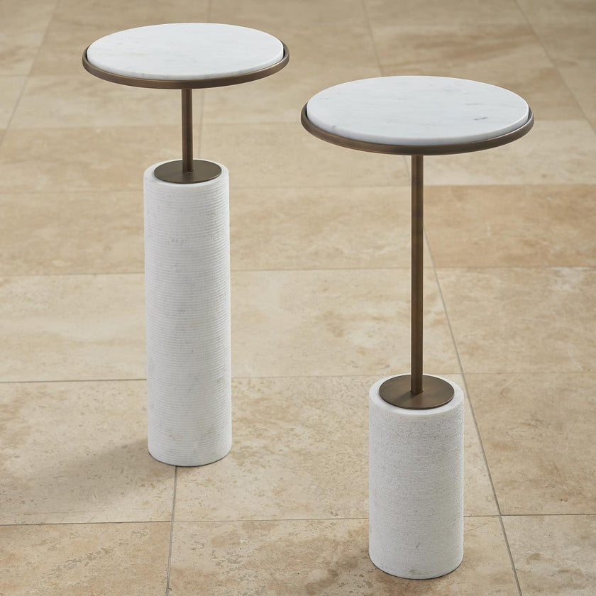 Global Views Bronze Cored Marble Table