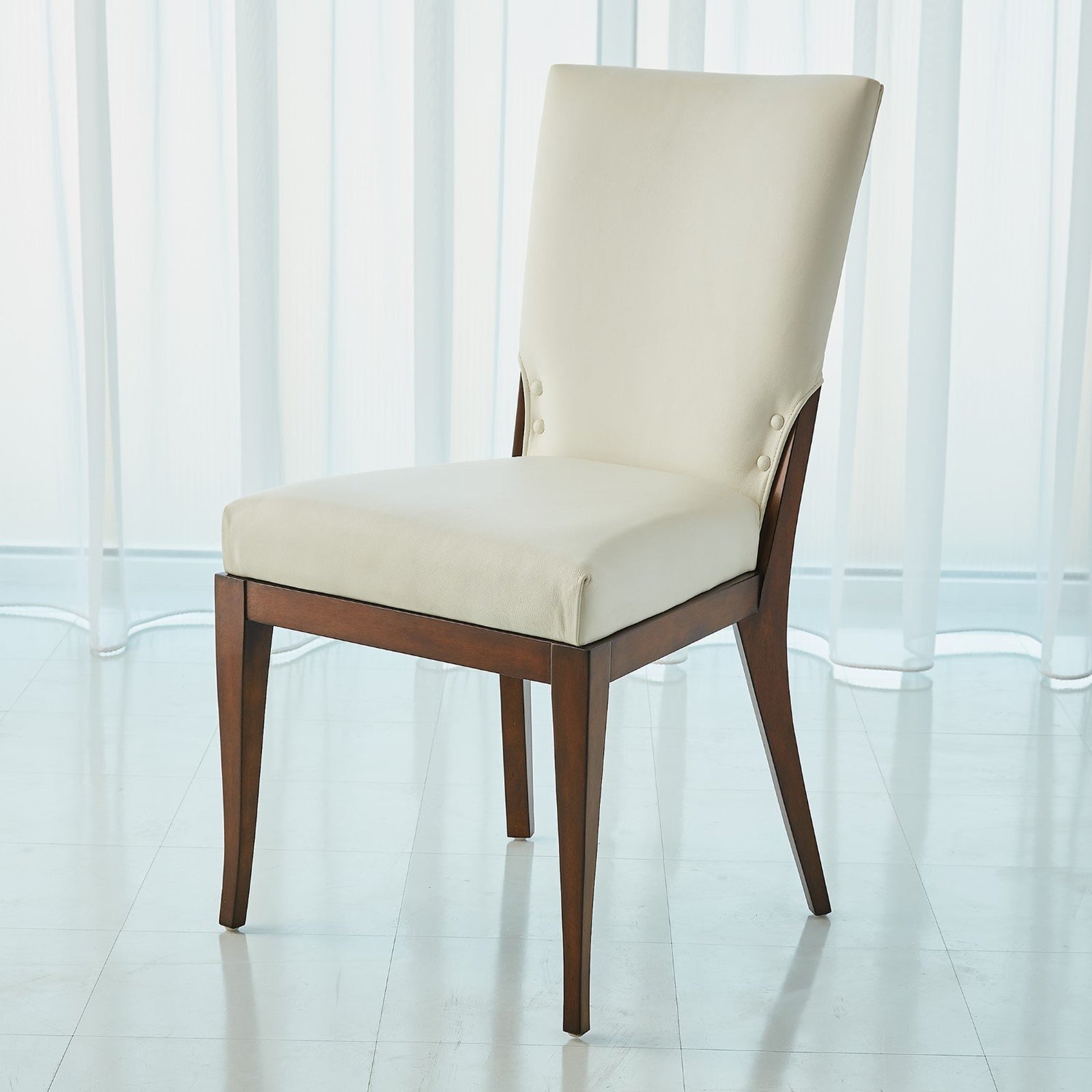 Global Views White Leather Opera Chair