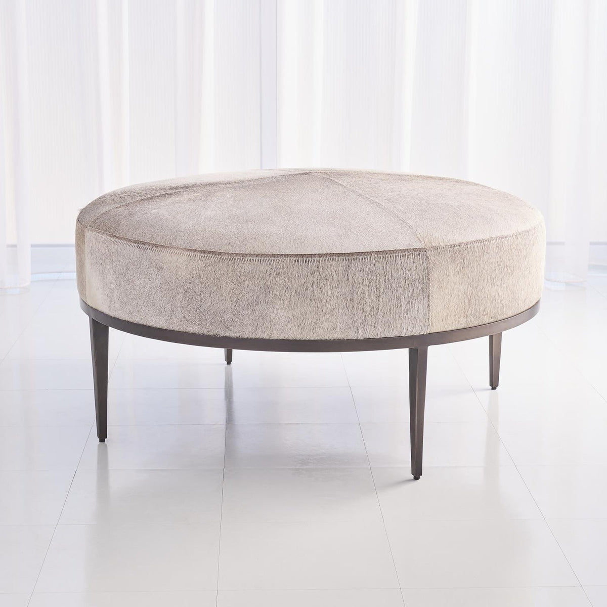 Global Views Hair on Hide Urban Ottoman