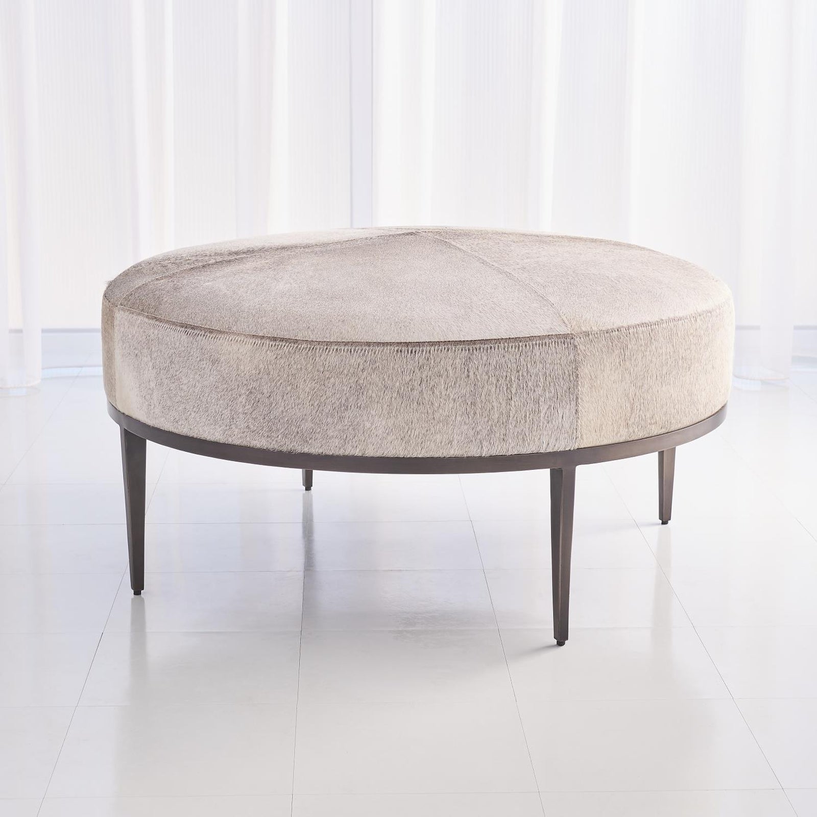 Global Views Urban Ottoman with Hair-on-Hide