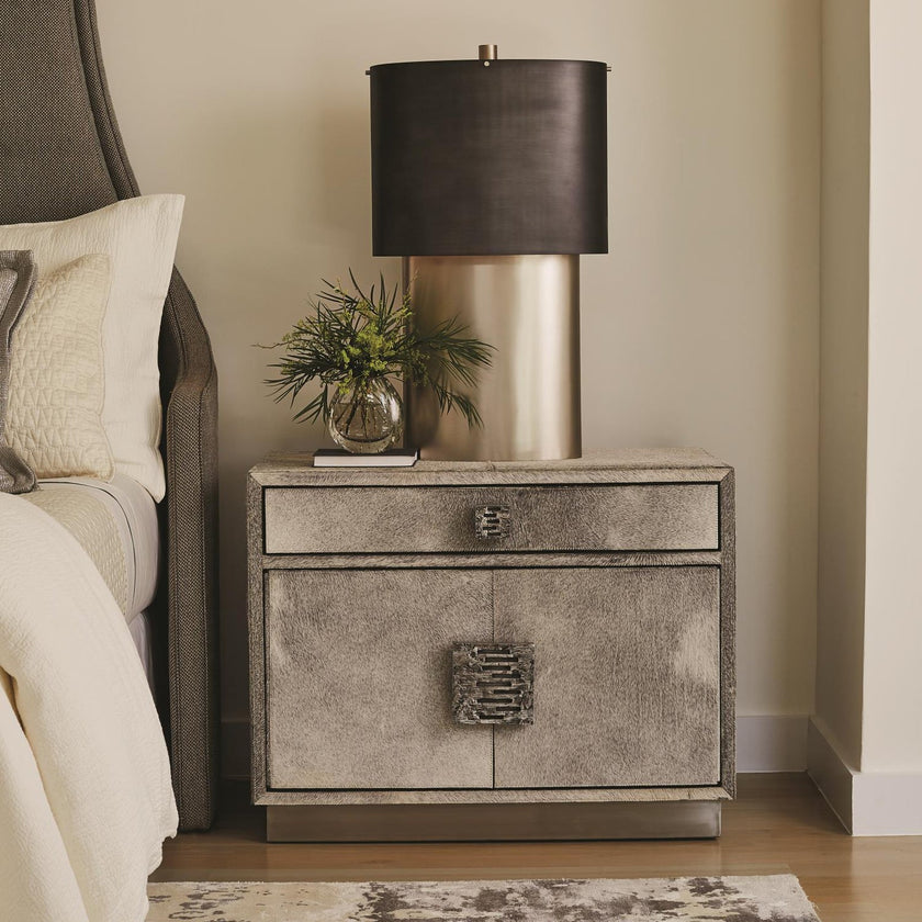 Global Views Grey Hairon Hide Metro Nightstand