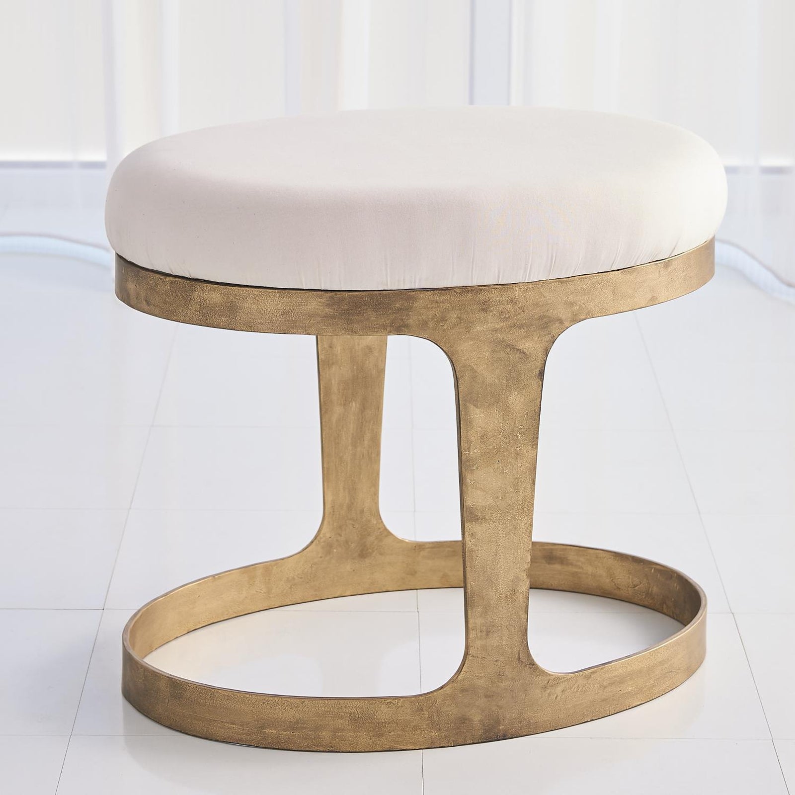 Global Views Oslo Stool with Muslin Cushion
