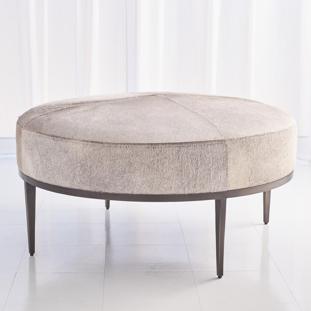 Global Views Hair on Hide Urban Ottoman