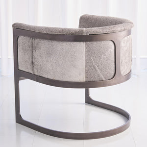 Global Views Ivory Antique Brass Regan Barrel Chair