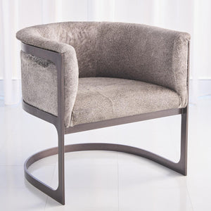Global Views Ivory Antique Brass Regan Barrel Chair