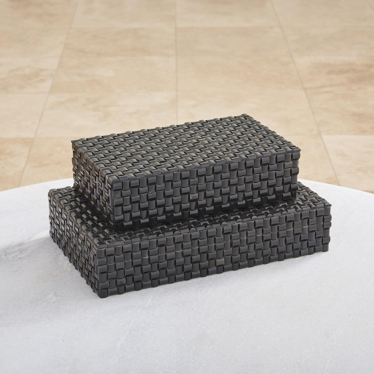 Global Views Black Horn Box Woven