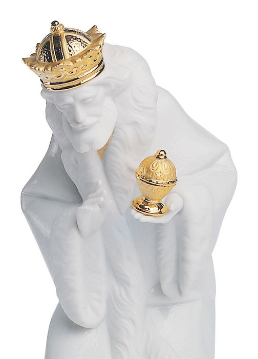 Lladro King Melchior Nativity Figurine Golden Lustre