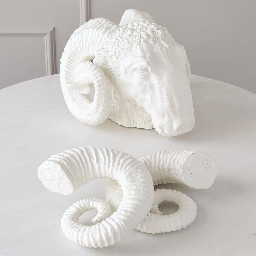 Global Views Matte White Capricorn Sculpture
