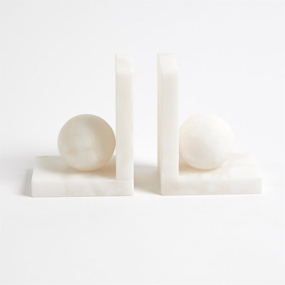 Global Views Alabaster Ball Bookends-Pair