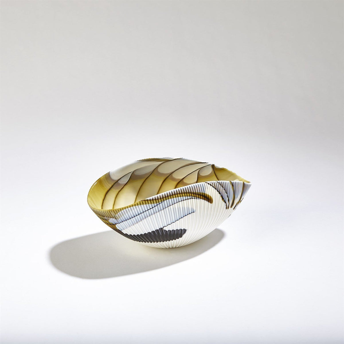 Global Views Blue Filigree Amber Pleated Bowl