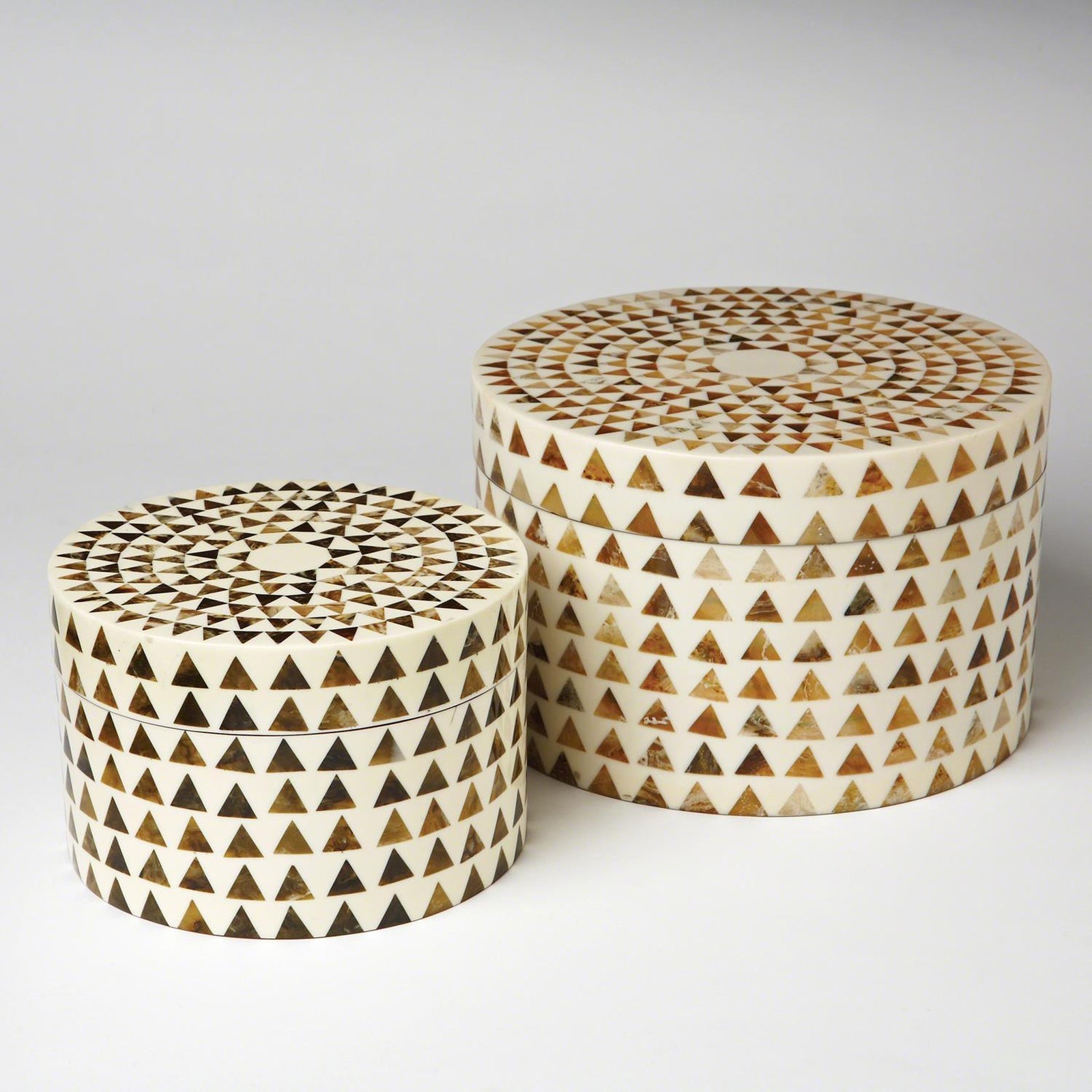 Global Views Round Triangle Print Stripe Box