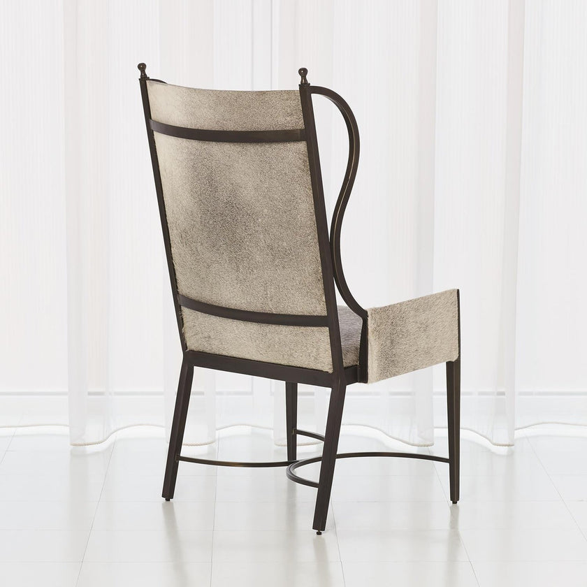 Global Views Grey Hair on Hide Iron Wing Chair