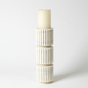 Global Views Channel Pillar Holder-White Marble