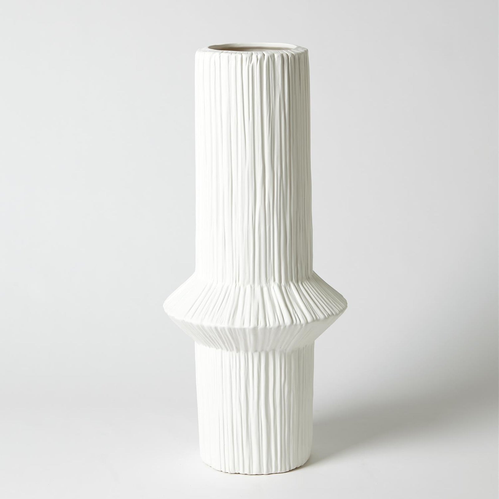 Global Views Ascending Ring Vase-Matte White