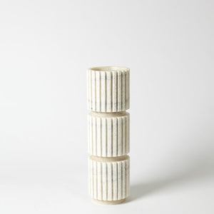 Global Views Channel Pillar Holder-White Marble