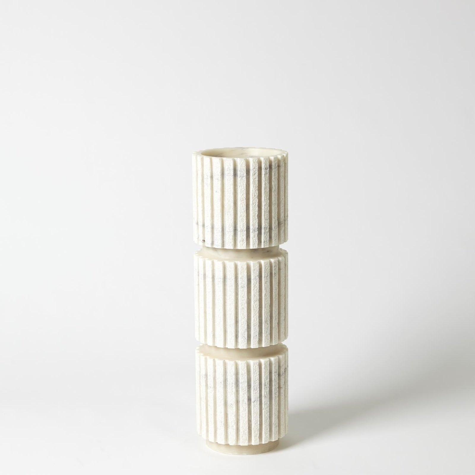 Global Views Channel Pillar Holder-White Marble