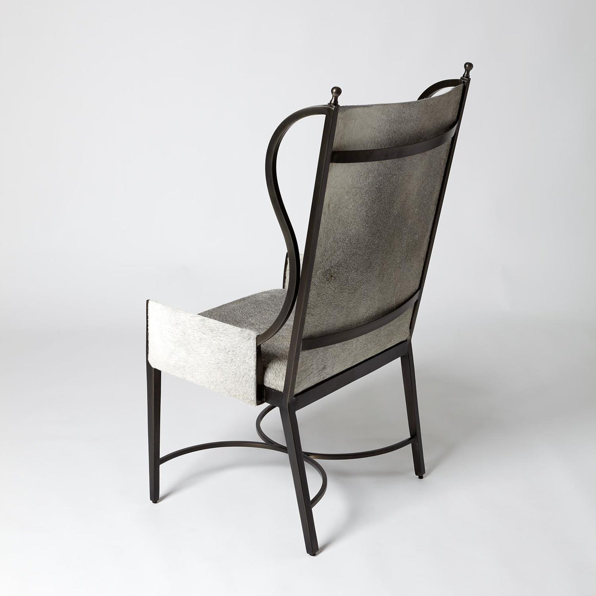 Global Views Grey Hair on Hide Iron Wing Chair