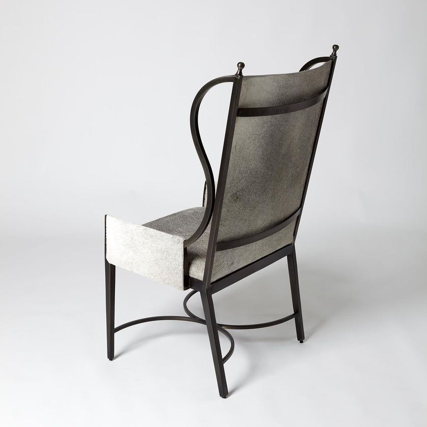 Global Views Grey Hair on Hide Iron Wing Chair