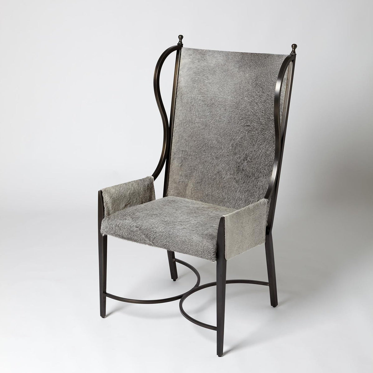 Global Views Grey Hair on Hide Iron Wing Chair