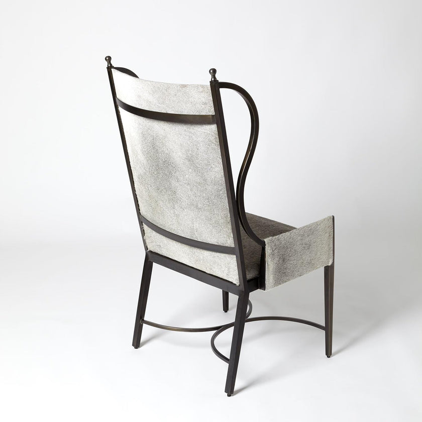 Global Views Grey Hair on Hide Iron Wing Chair