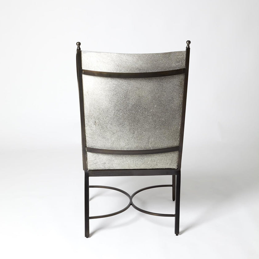 Global Views Grey Hair on Hide Iron Wing Chair