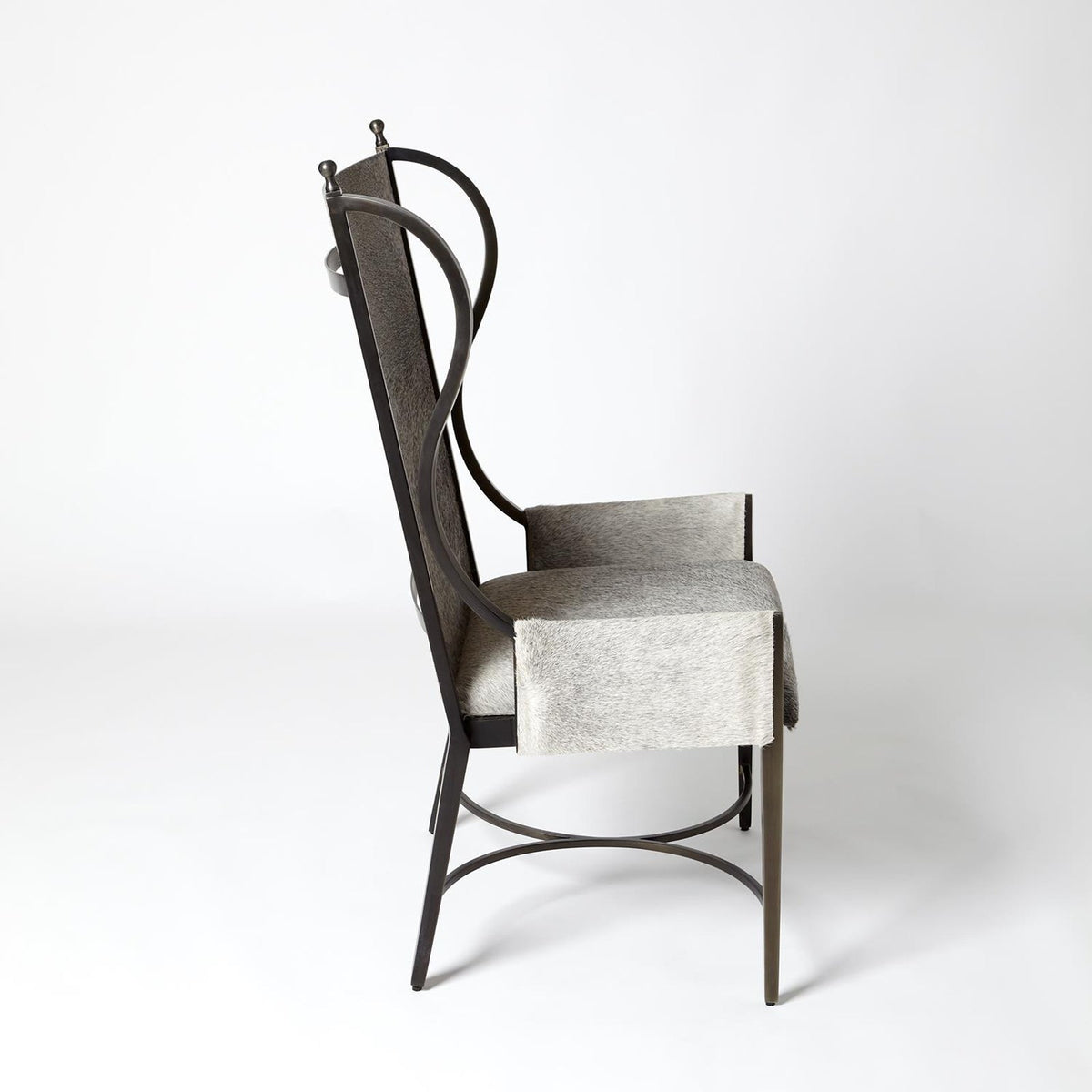 Global Views Grey Hair on Hide Iron Wing Chair