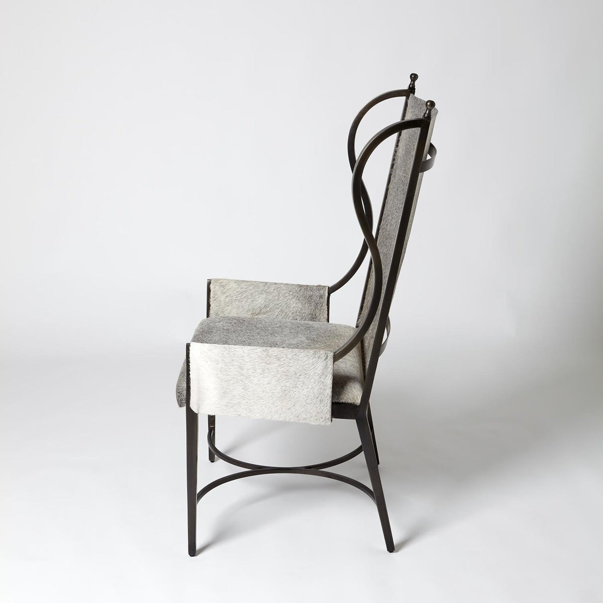 Global Views Grey Hair on Hide Iron Wing Chair