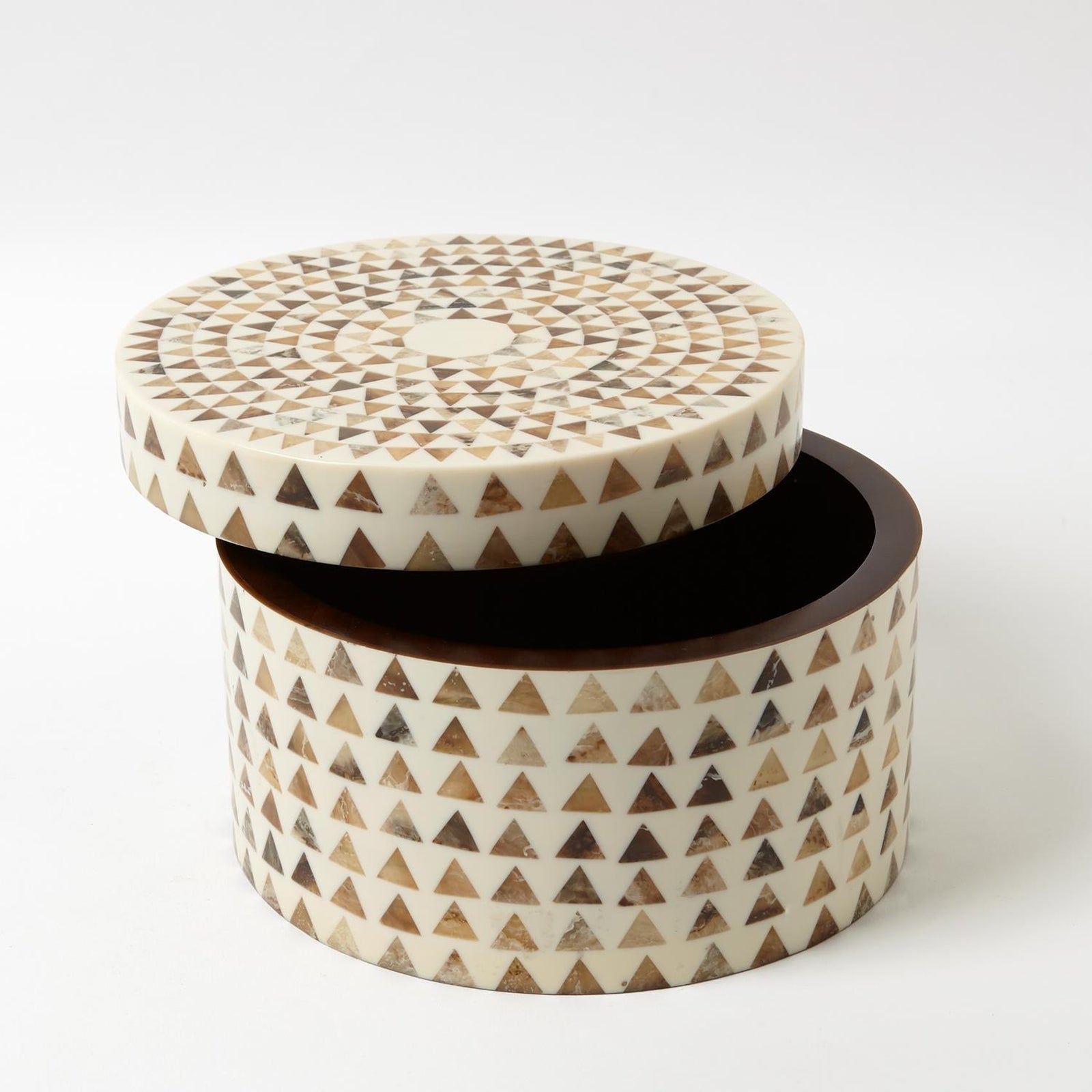 Global Views Round Triangle Print Stripe Box