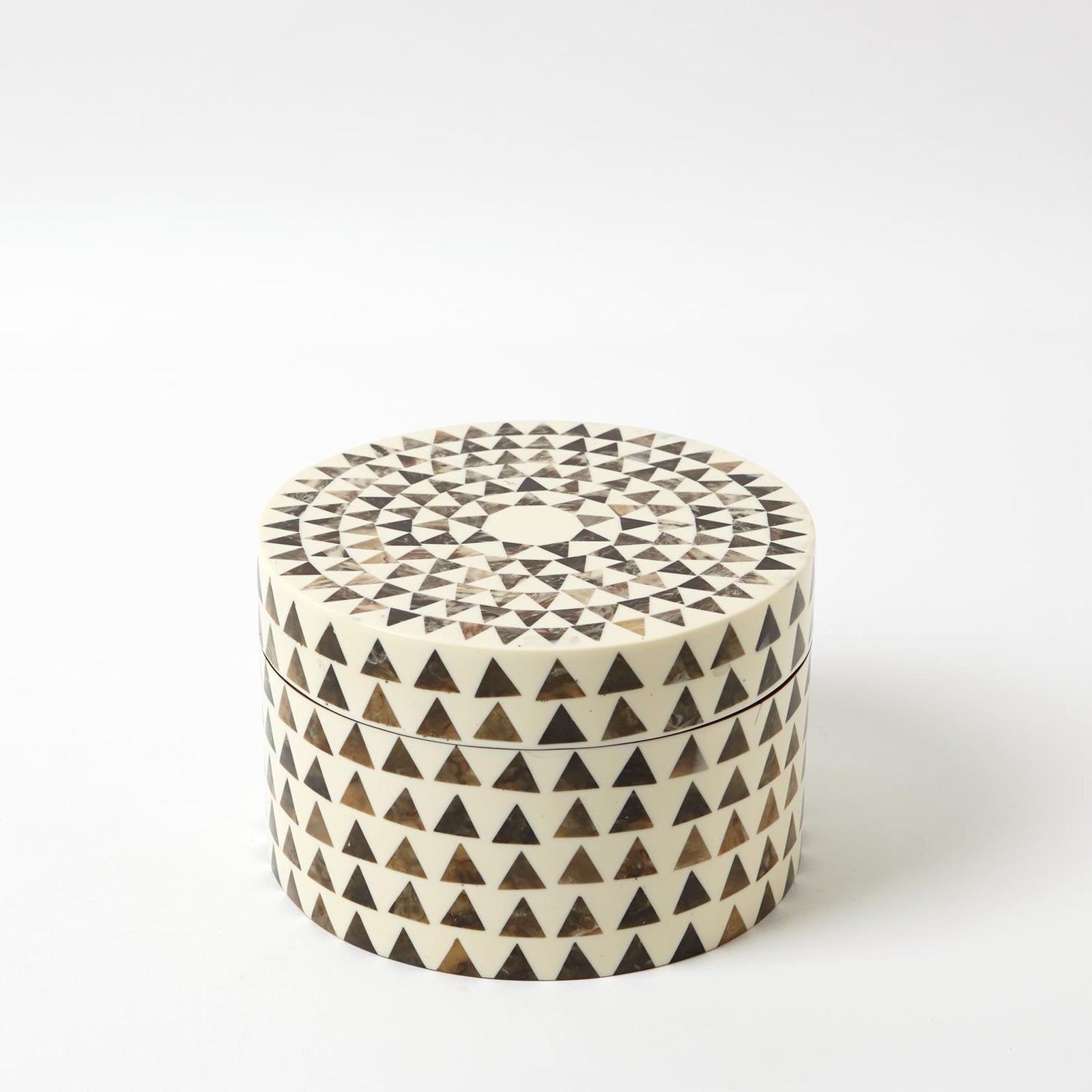 Global Views Round Triangle Print Stripe Box