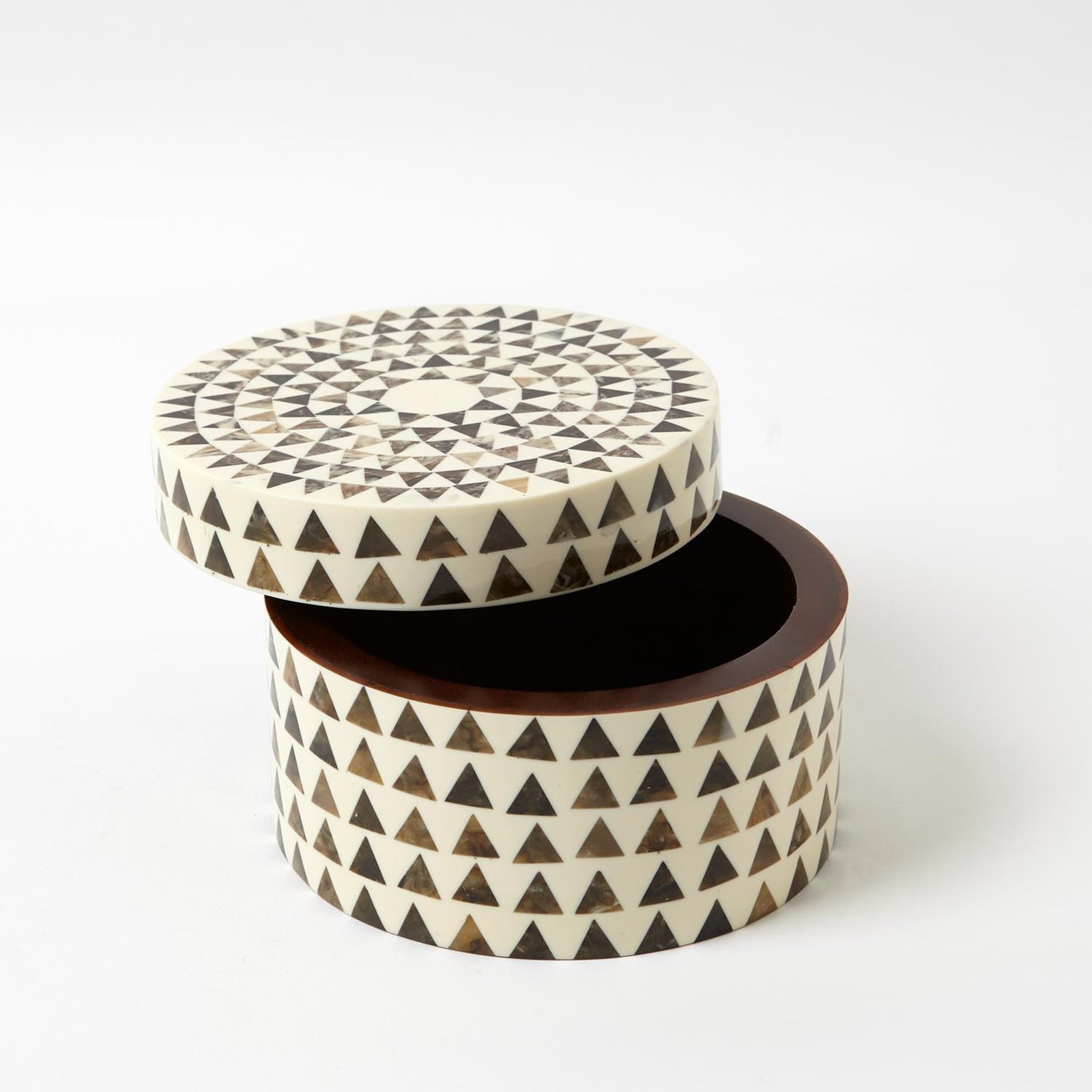 Global Views Round Triangle Print Stripe Box