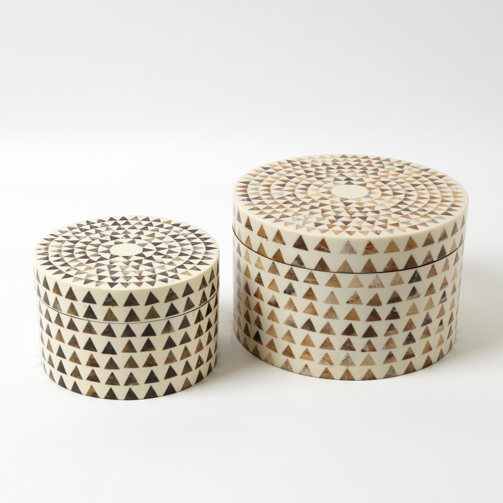Global Views Round Triangle Print Stripe Box