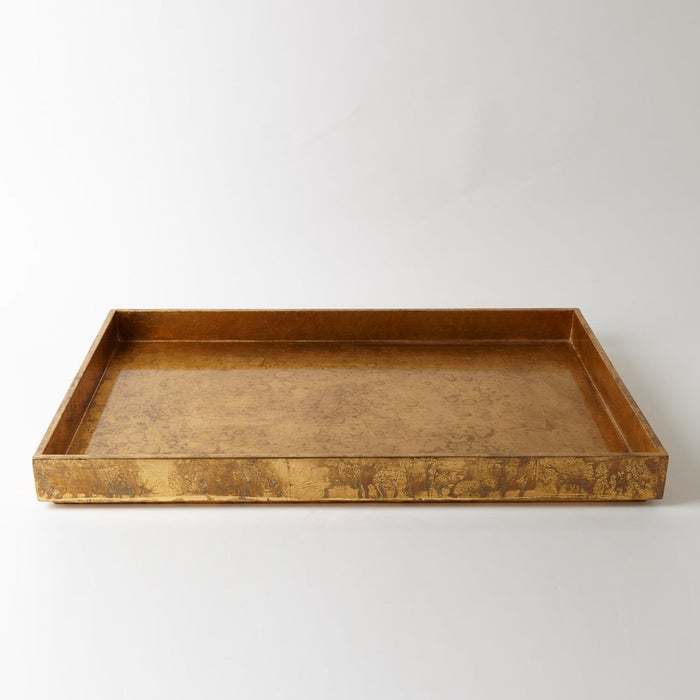 Global Views Luxe Gold Leaf Rectangle Tray