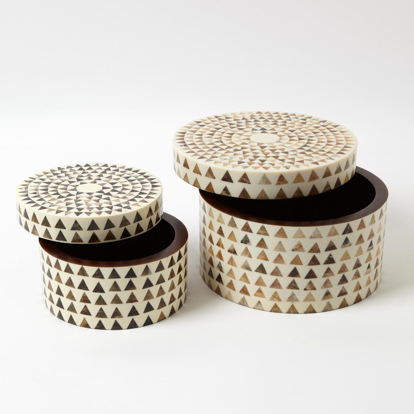 Global Views Round Triangle Print Stripe Box