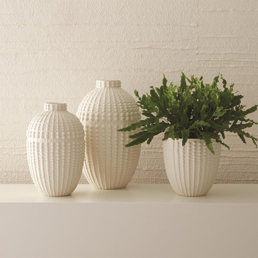 Global Views Rustic White Nail Head Vase
