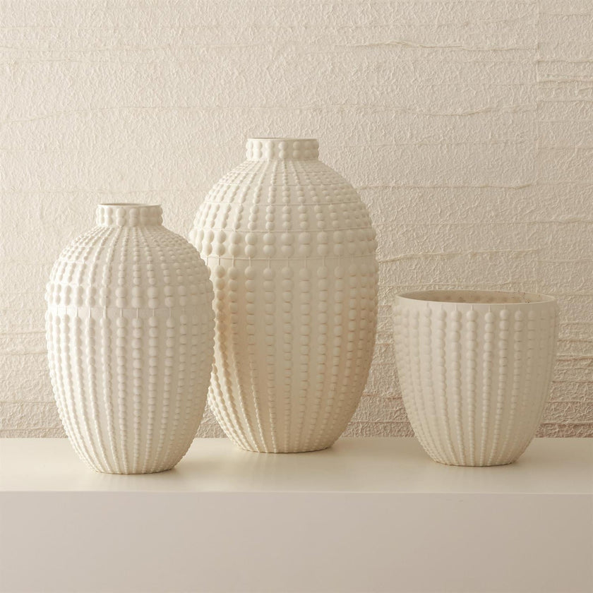 Global Views Rustic White Nail Head Vase