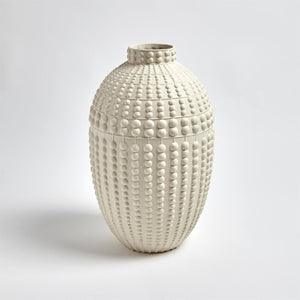 Global Views Nail Head Vase-Rustic White
