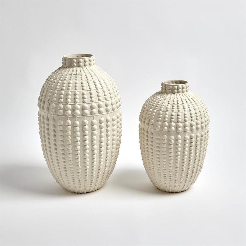 Global Views Rustic White Nail Head Vase