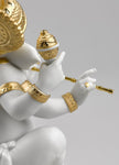 Lladro Bansuri Ganesha Figurine Golden Lustre