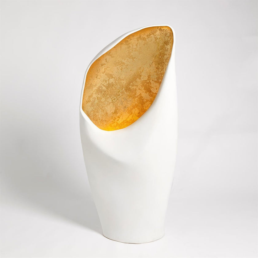Global Views White Silver Leaf Large Cowl Lamp