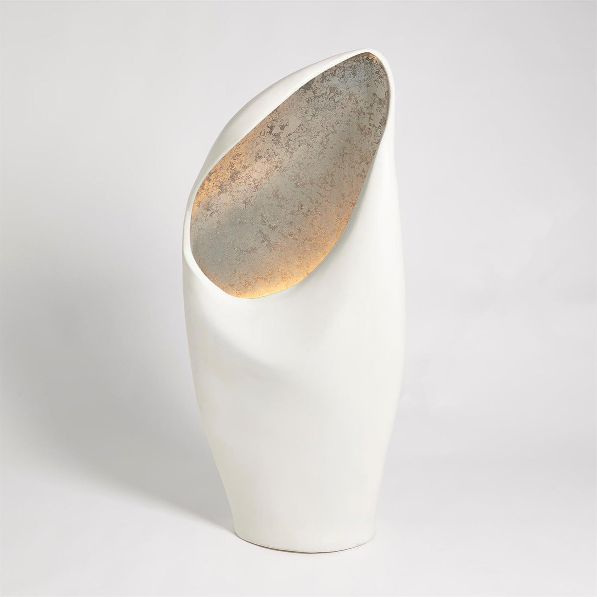 Global Views White Silver Leaf Large Cowl Lamp