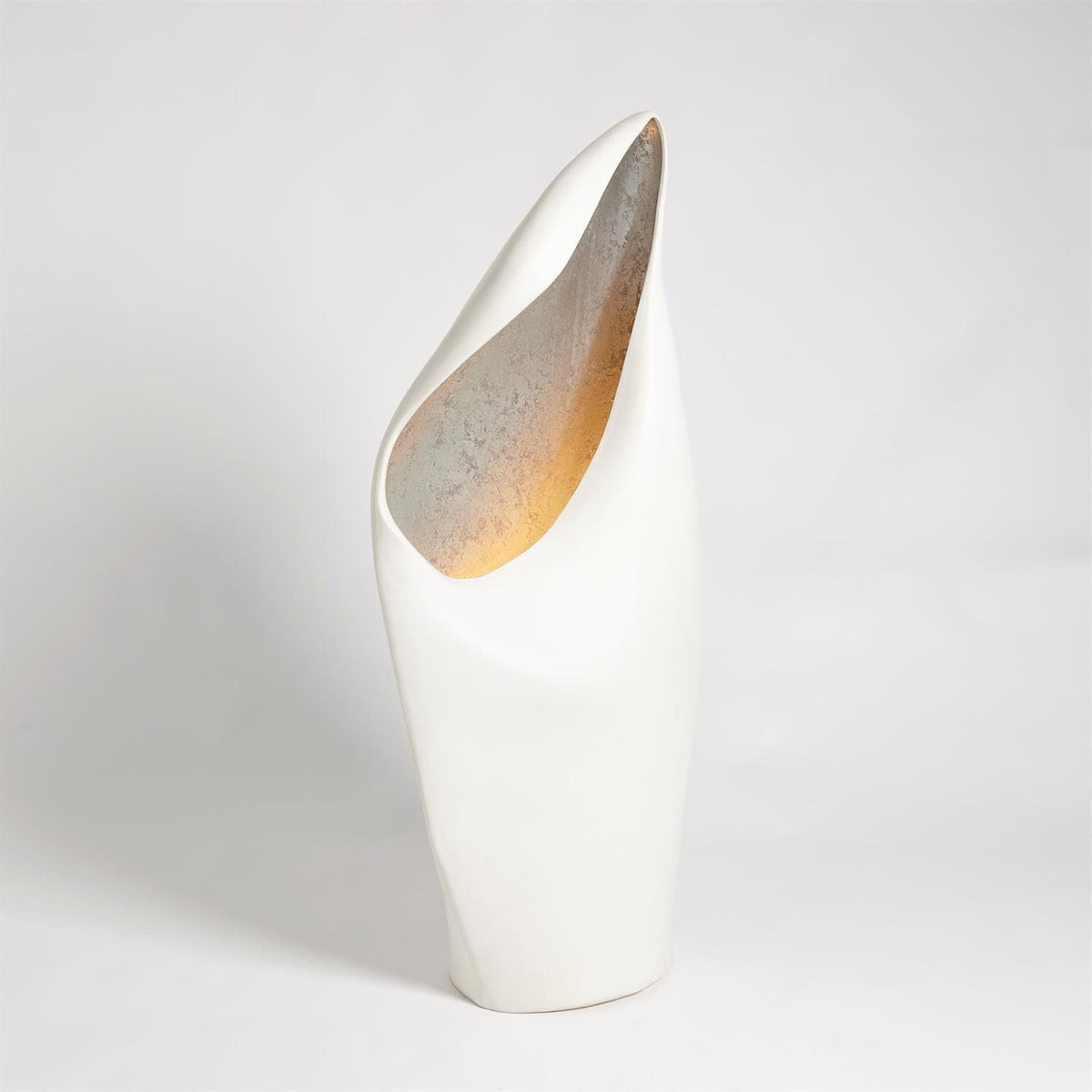 Global Views White Silver Leaf Large Cowl Lamp