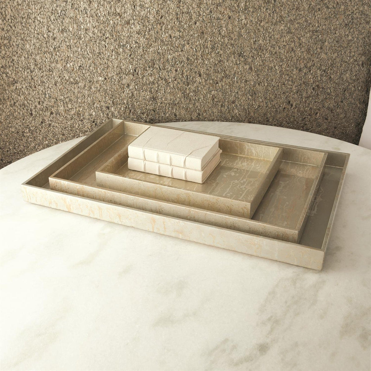Global Views Champagne Silver Leaf Rectangle Tray