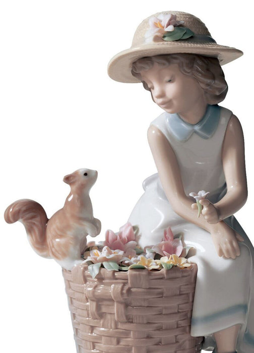 Lladro Hello Little Squirrel! Girl Figurine