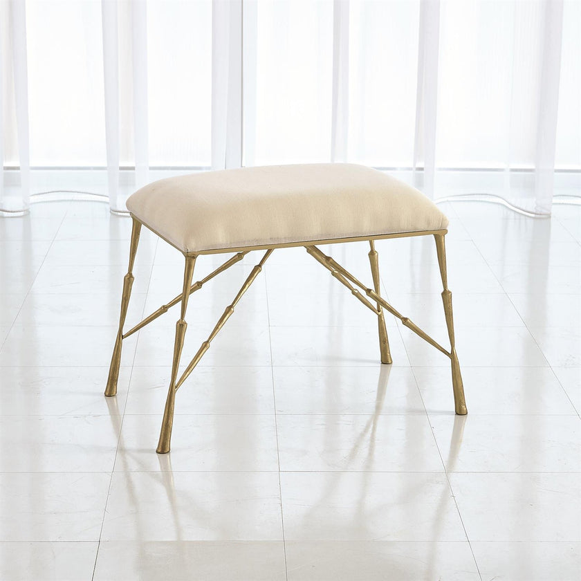 Global Views Muslin Cushion Antique Brass Spike Bench