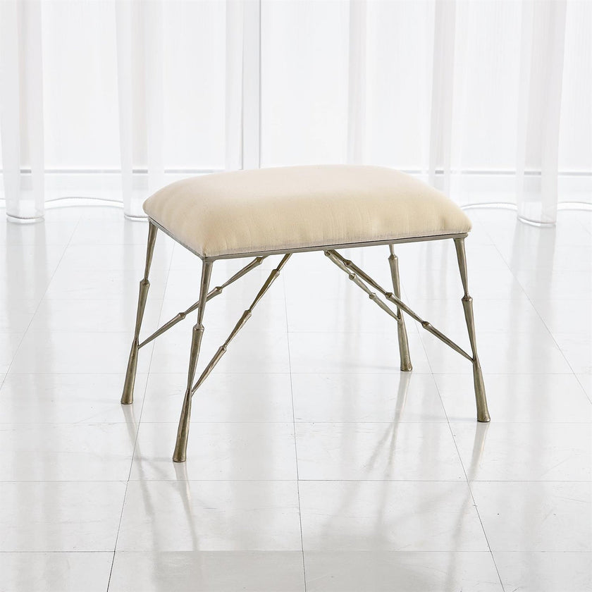 Global Views Muslin Cushion Antique Brass Spike Bench