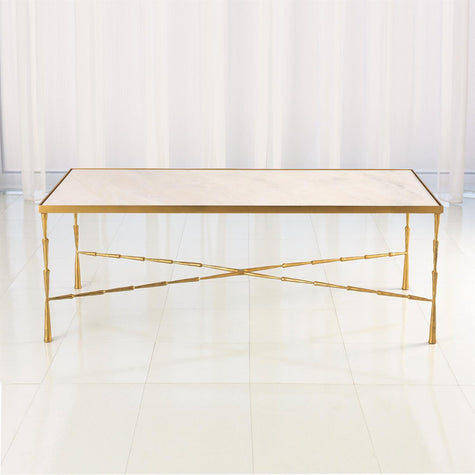 Global Views Spike Cocktail Table with Marble Top